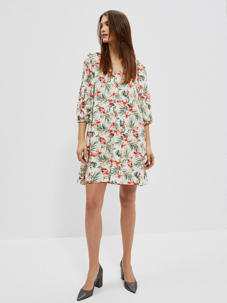 Moodo Weißes gemustertes Damenkleid Moodo