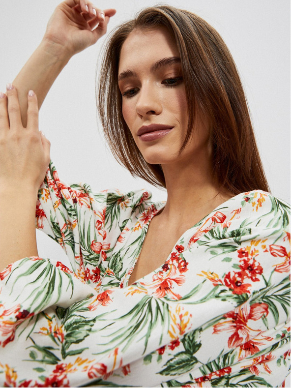 Moodo Weißes gemustertes Damenkleid Moodo