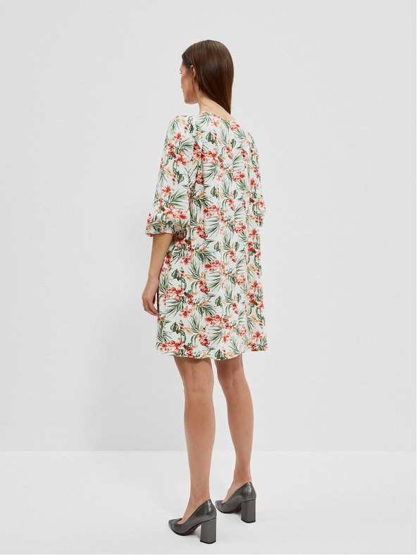 Moodo Weißes gemustertes Damenkleid Moodo