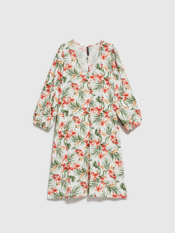 Moodo Weißes gemustertes Damenkleid Moodo