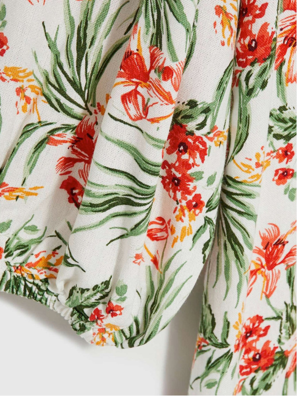 Moodo Weißes gemustertes Damenkleid Moodo