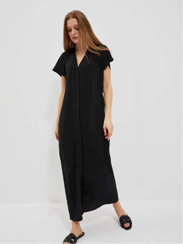 Moodo Schwarzes langes Damenkleid Moodo