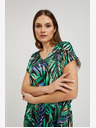 Moodo Türkis und schwarz gemustertes Midikleid Moodo