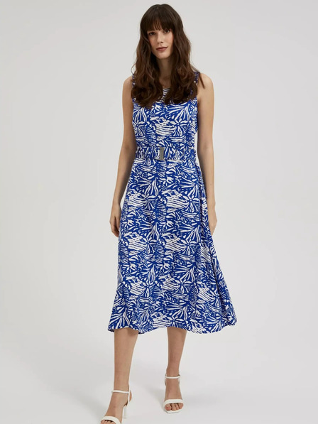 Moodo Blau gemustertes Midikleid Moodo
