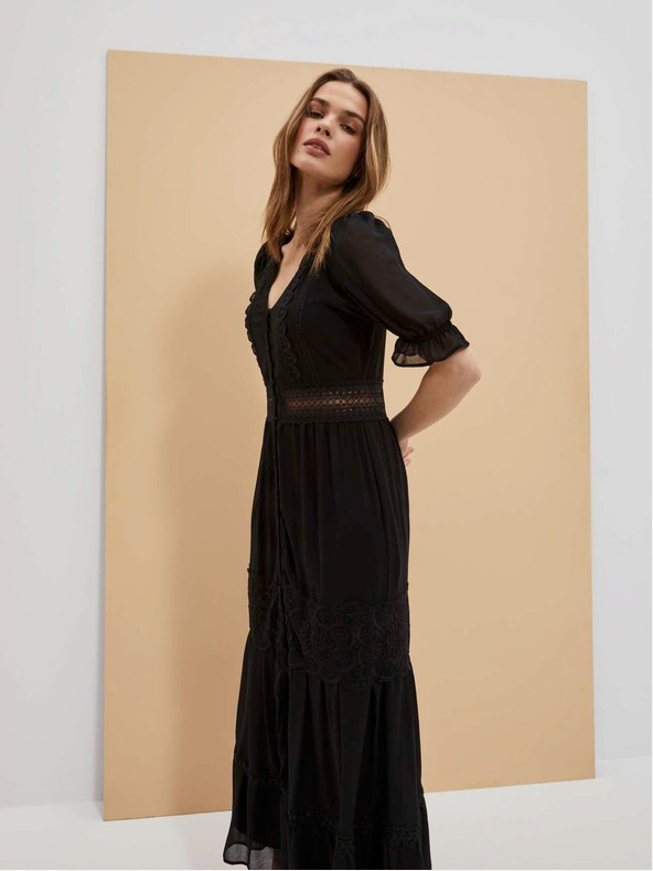 Moodo Schwarzes langes Damenkleid Moodo