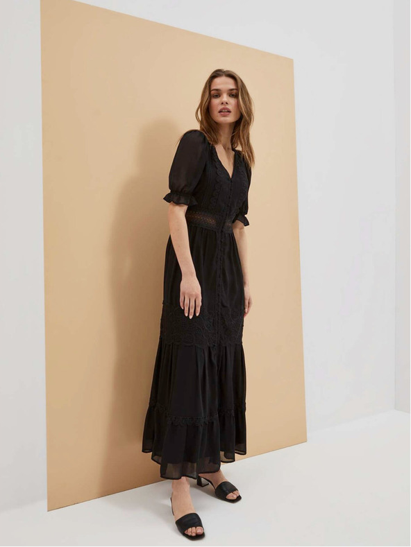 Moodo Schwarzes langes Damenkleid Moodo