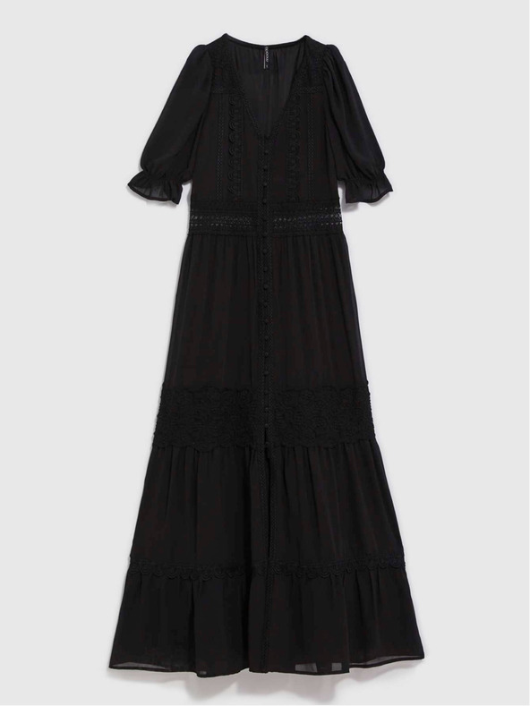 Moodo Schwarzes langes Damenkleid Moodo