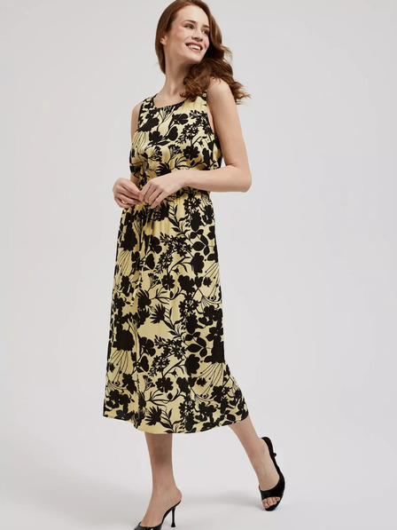 Moodo Gelbes geblümtes Midikleid Moodo
