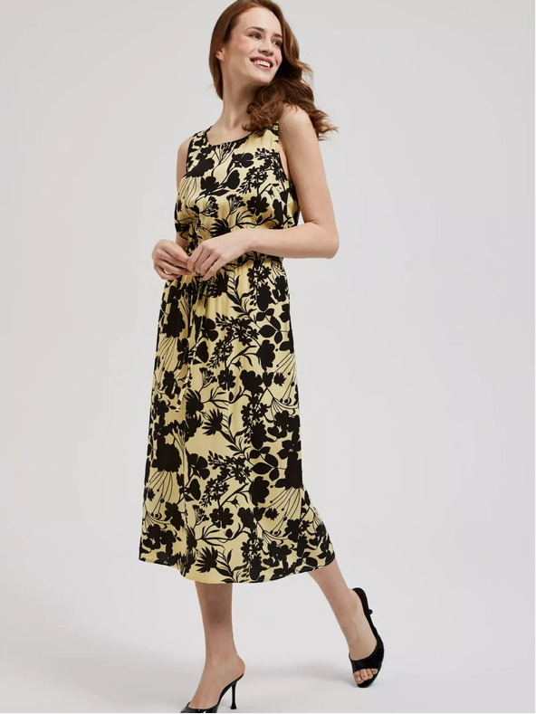 Moodo Gelbes geblümtes Midikleid Moodo
