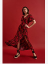 Moodo Rotes Kleid mit V-Ausschnitt Moodo