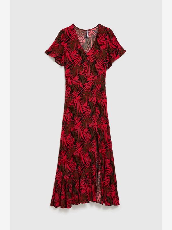 Moodo Rotes Kleid mit V-Ausschnitt Moodo