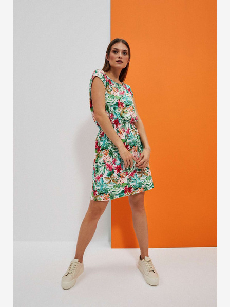 Moodo Grün und weiß gemustertes Kleid Moodo
