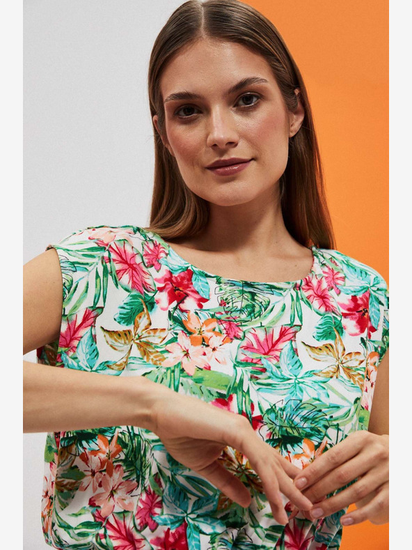 Moodo Grün und weiß gemustertes Kleid Moodo