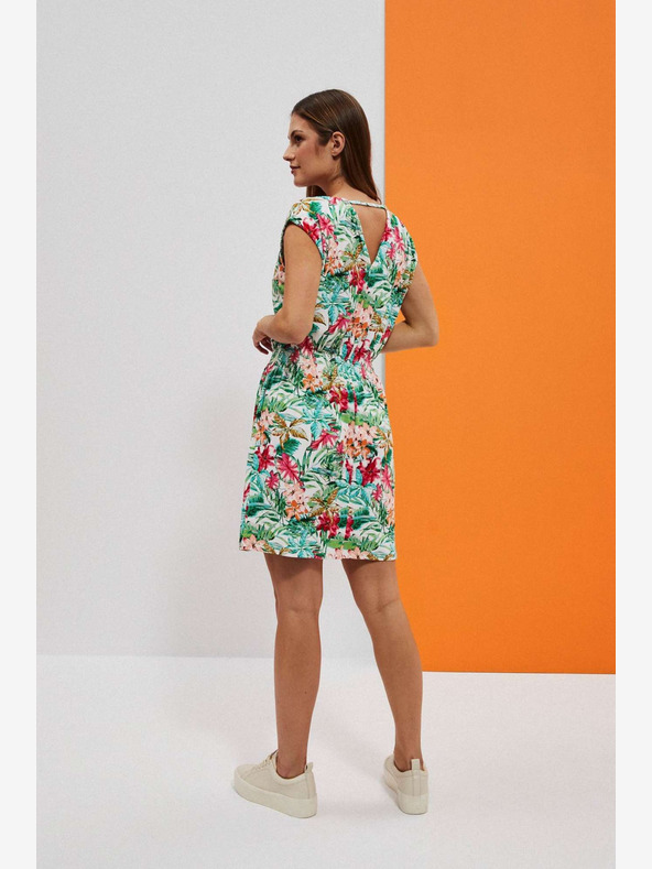 Moodo Grün und weiß gemustertes Kleid Moodo