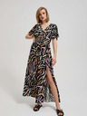 Moodo Schwarzes gemustertes langes Damenkleid Moodo