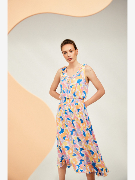 Moodo Cremefarben gemustertes Kleid Moodo