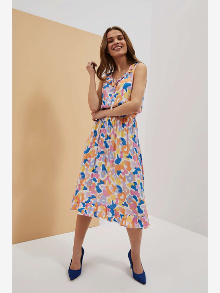 Moodo Cremefarben gemustertes Kleid Moodo