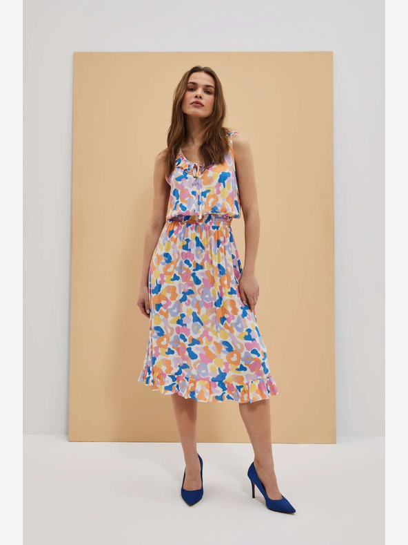 Moodo Cremefarben gemustertes Kleid Moodo