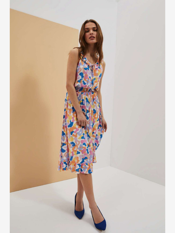 Moodo Cremefarben gemustertes Kleid Moodo