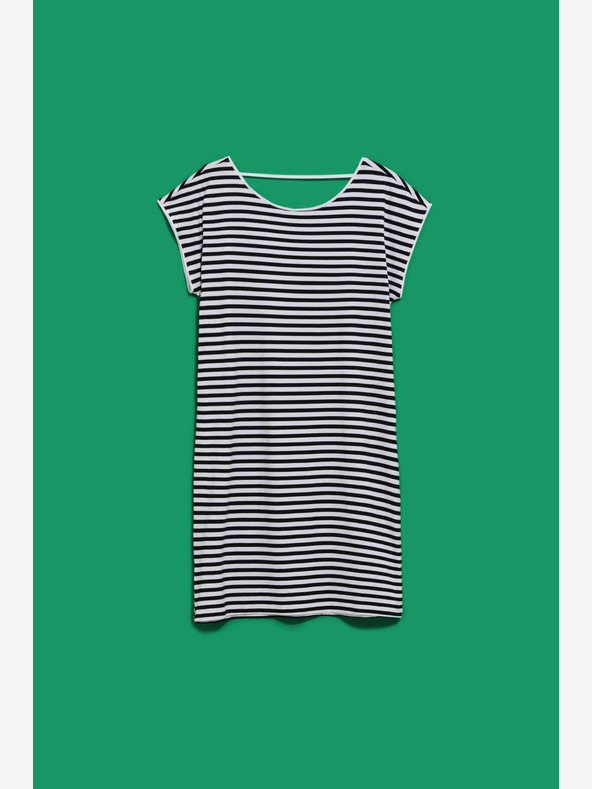 Moodo Weiß-schwarz gestreiftes Kleid Moodo