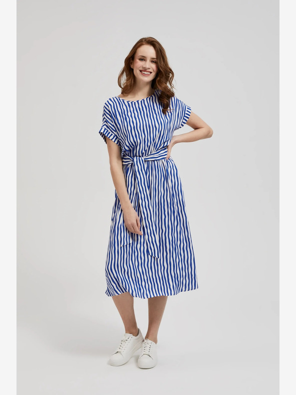 Moodo Blau gestreiftes Midikleid Moodo
