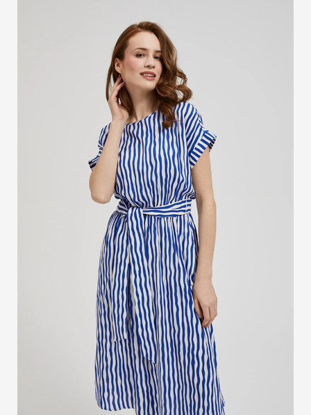 Moodo Blau gestreiftes Midikleid Moodo