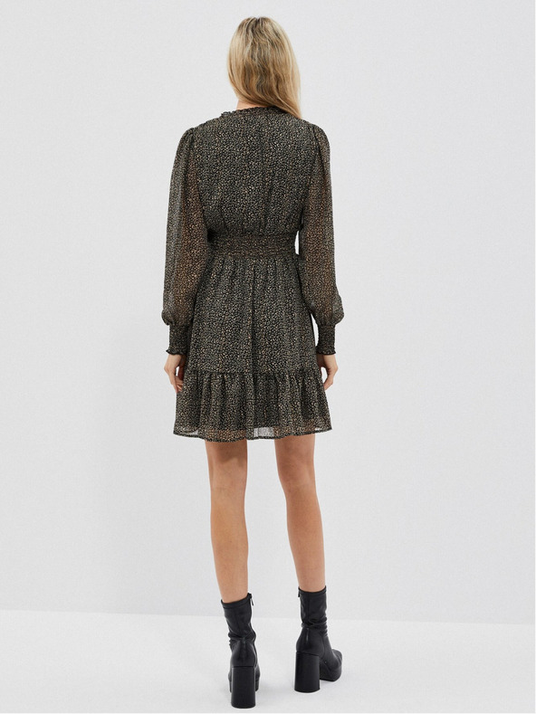 Moodo Schwarzes Damenkleid mit Rüsche Moodo