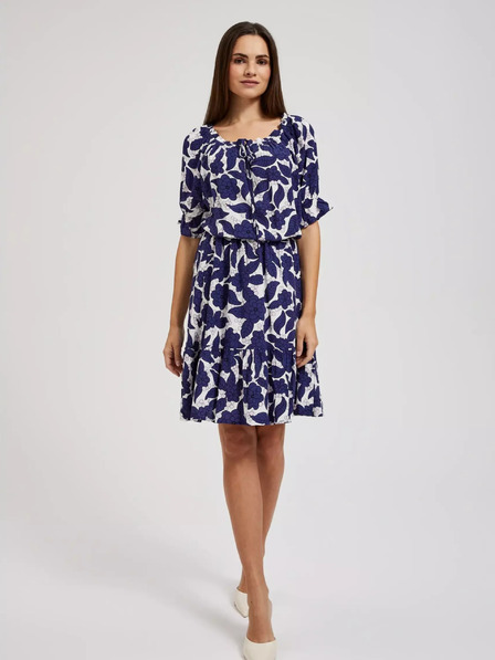 Moodo Lila geblümtes Kleid mit gerüschten Ärmeln Moodo