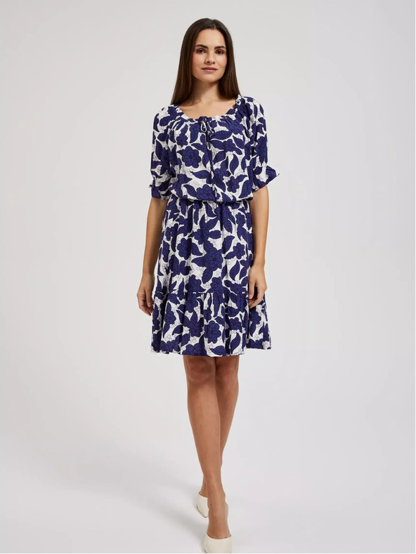 Moodo Lila geblümtes Kleid mit gerüschten Ärmeln Moodo