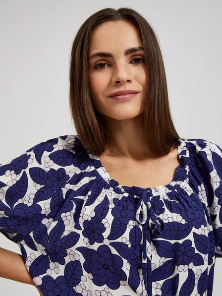 Moodo Lila geblümtes Kleid mit gerüschten Ärmeln Moodo