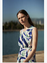 Moodo Blau gemustertes Midikleid Moodo