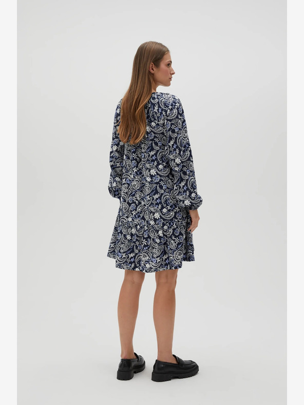 Moodo Weiß-blau gemustertes Damenkleid Moodo