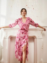 Moodo Rosa geblümtes Kleid mit Rüschen Moodo