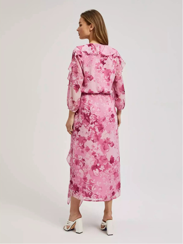 Moodo Rosa geblümtes Kleid mit Rüschen Moodo