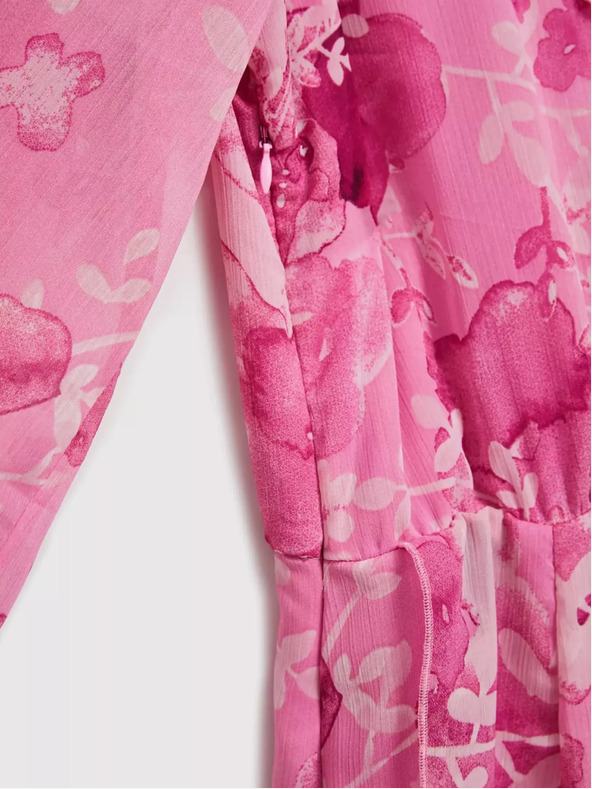 Moodo Rosa geblümtes Kleid mit Rüschen Moodo