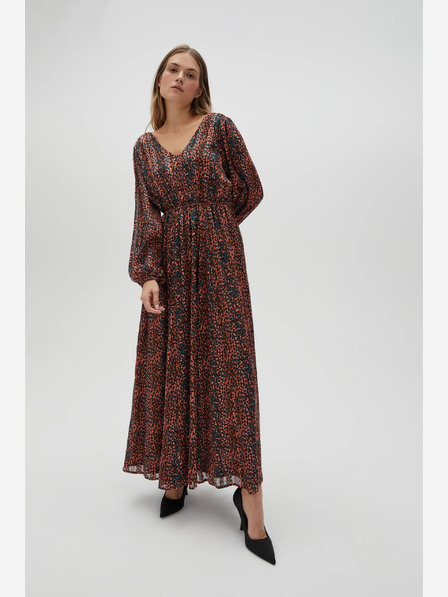 Moodo Orange und braun gemustertes Damenkleid Moodo