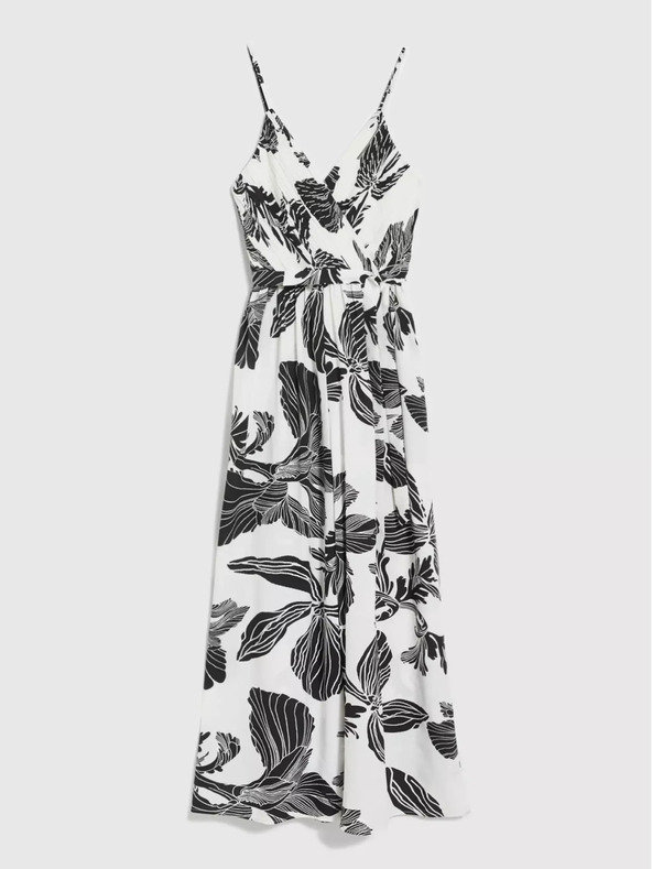 Moodo Schwarz-weißer Jumpsuit mit tropischem Muster Moodo