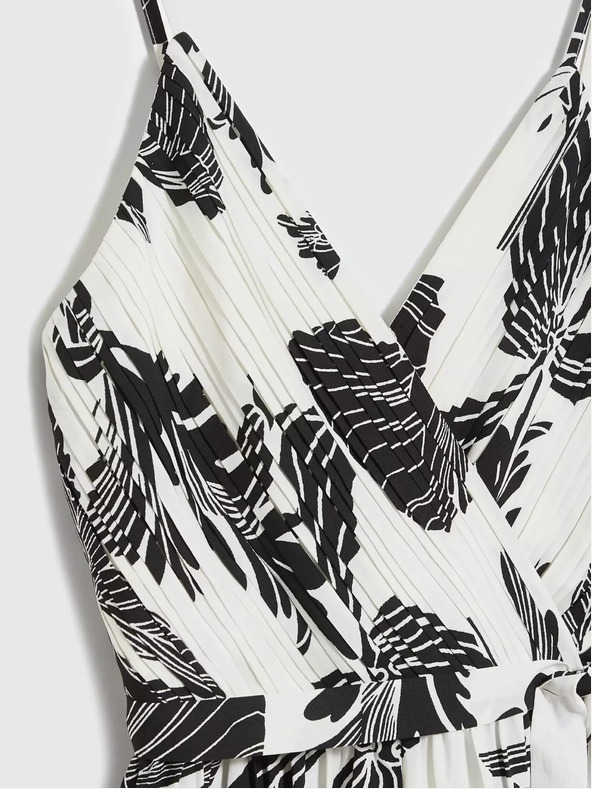 Moodo Schwarz-weißer Jumpsuit mit tropischem Muster Moodo