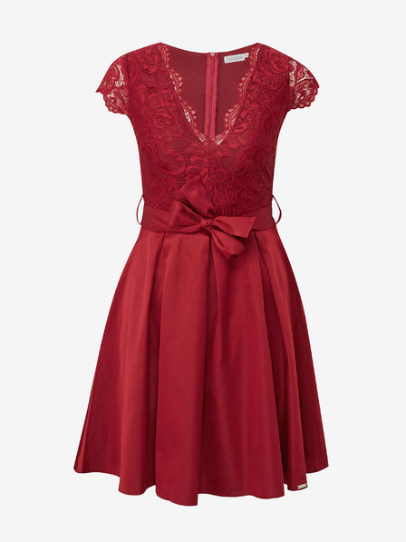 numoco Kleid mit Ausschnitt und Spitze - burgunderrot Numoco ANNA