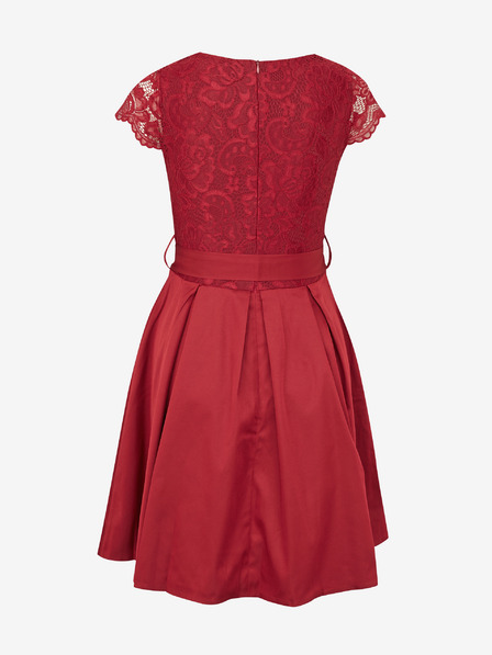numoco Kleid mit Ausschnitt und Spitze - burgunderrot Numoco ANNA