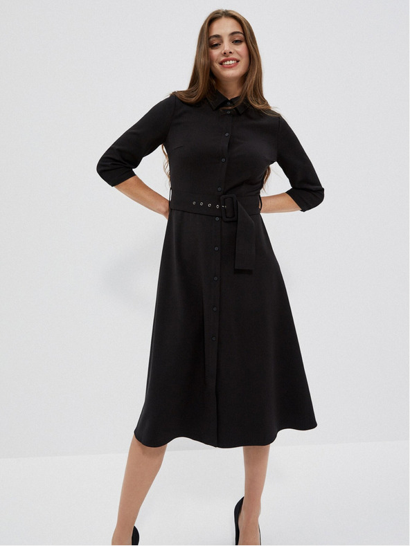 Moodo Schwarzes Damen Midikleid Moodo