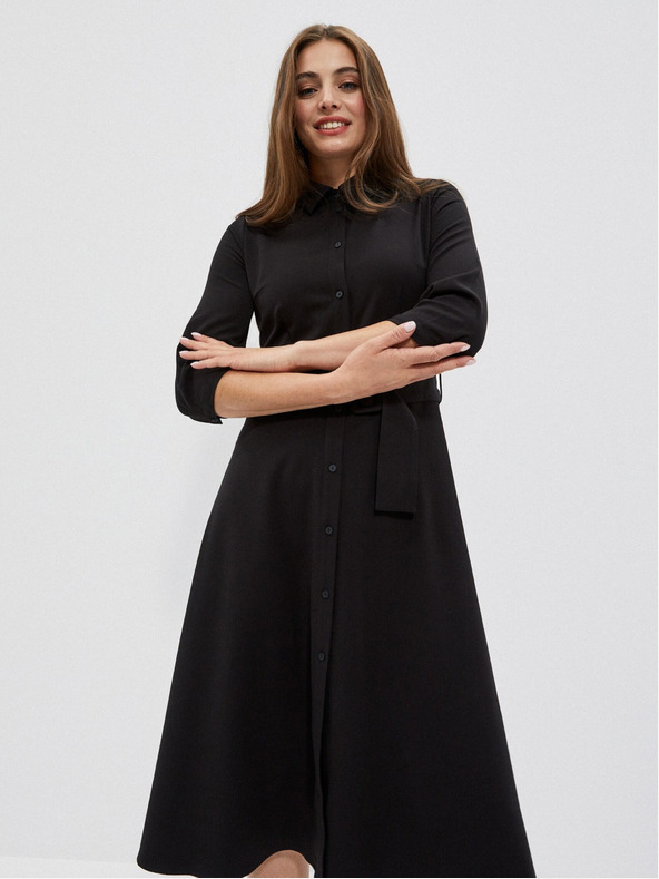 Moodo Schwarzes Damen Midikleid Moodo