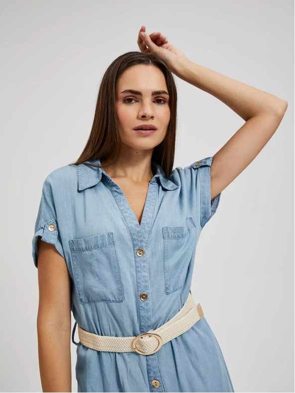 Moodo Blaues Lyocell-Midikleid Moodo