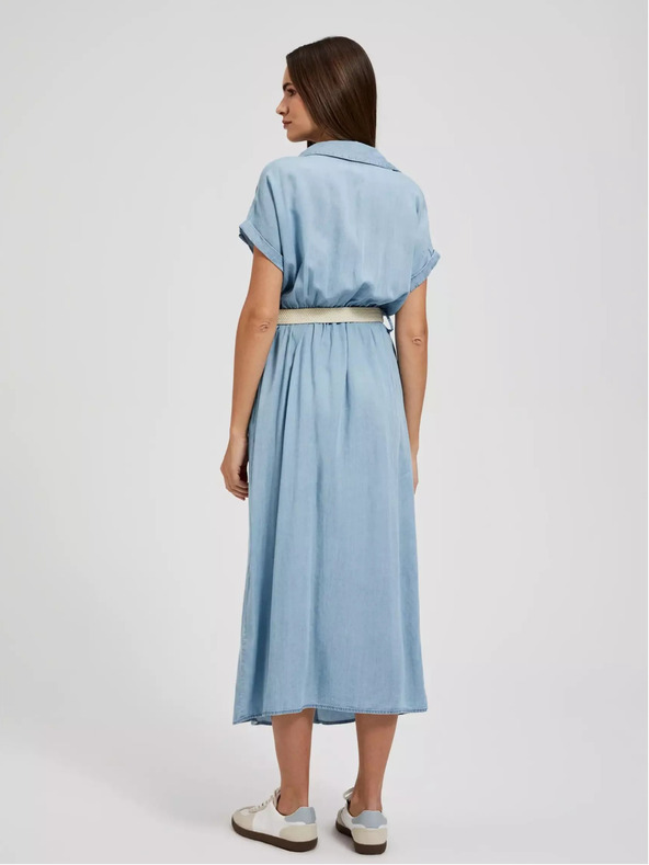 Moodo Blaues Lyocell-Midikleid Moodo