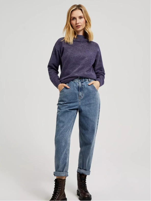 Moodo Lila Rollkragenpullover Moodo