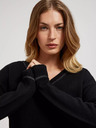 Moodo Schwarzer Langarm-Pullover mit V-Ausschnitt Moodo