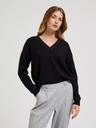 Moodo Schwarzer Langarm-Pullover mit V-Ausschnitt Moodo