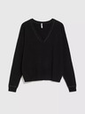 Moodo Schwarzer Langarm-Pullover mit V-Ausschnitt Moodo