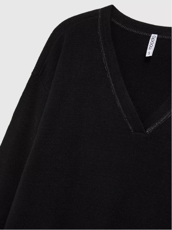 Moodo Schwarzer Langarm-Pullover mit V-Ausschnitt Moodo