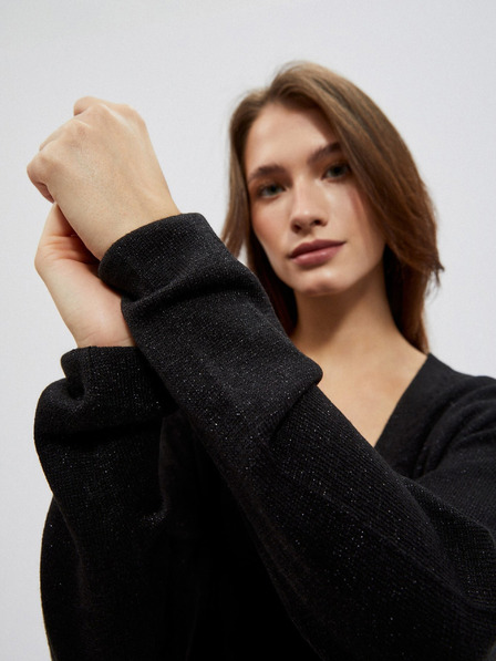 Moodo Schwarzer Damenpullover mit V-Ausschnitt Moodo